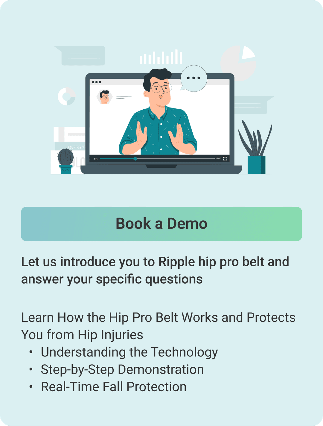 Person booking HipPro Belt product demo